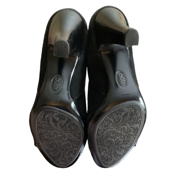 Sofft Pump Shoe SWomen's Size 9.5M Trimmed Black Suede Leather Kitten Heel - Picture 11 of 15